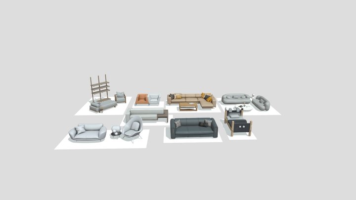 Minimalistic Furniture sets low poly – Modello 3D gratuito STL