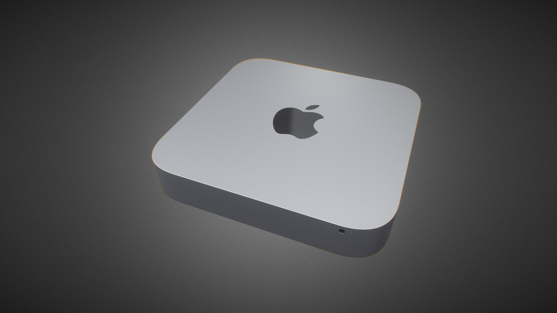 3D model Apple Mac Mini for Element 3D - This is a 3D model of the Apple Mac Mini for Element 3D. The 3D model is about a square white object with a black background.
