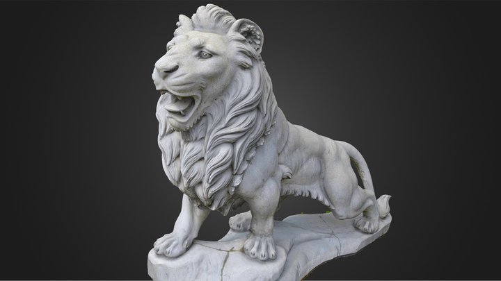 Majestic Stone Lion Statue 3D Model