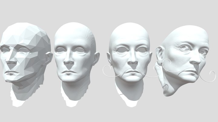 Salvador Dali Portrait Mask-Sculpture 3D Model
