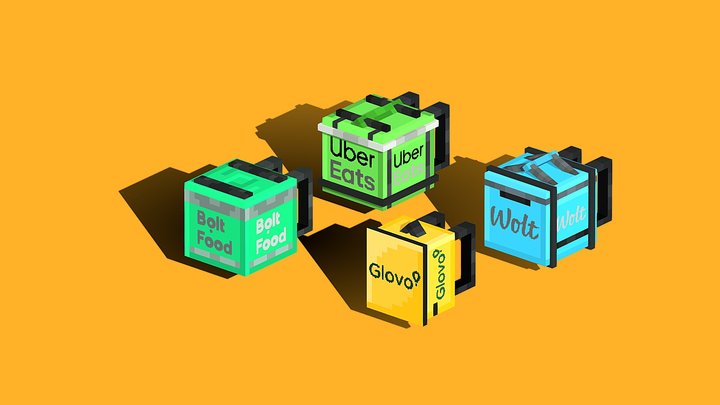 PixelMine | Food Delivery Backpacks 3D Model