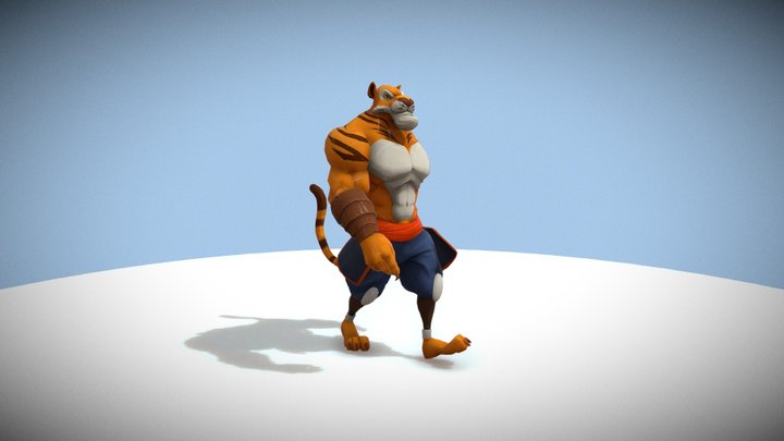 Anthro Tiger walk cycle 3D Model