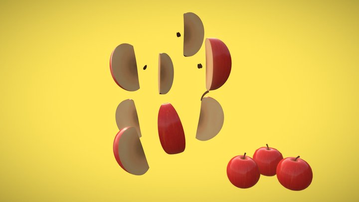 Sliced Apple & Apples 3D Model