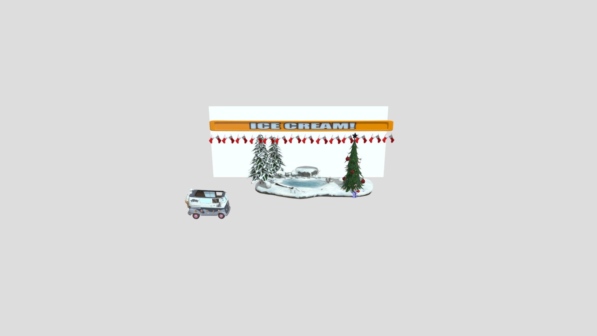 Ice Cream & Christmas Mashup Picture (Paint 3D)