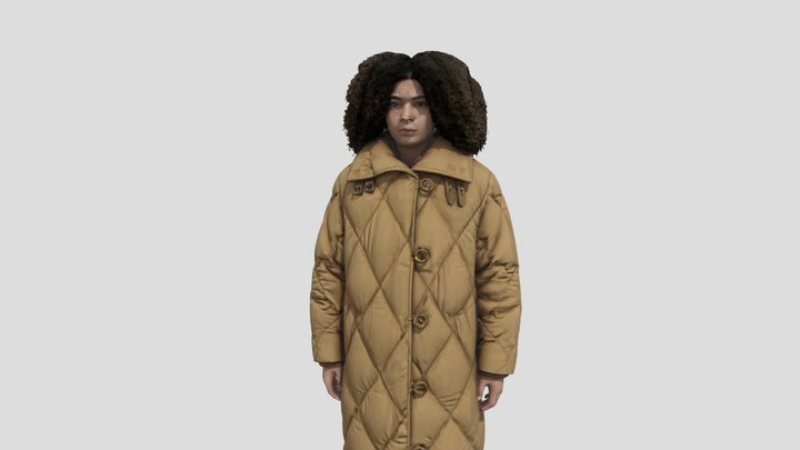 Man wearing a Long Camel Quilted Winter Coat