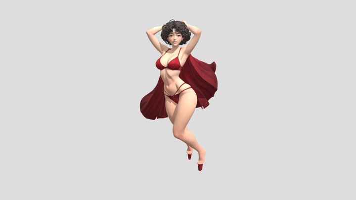Crimson Nebula Floating 3D Model