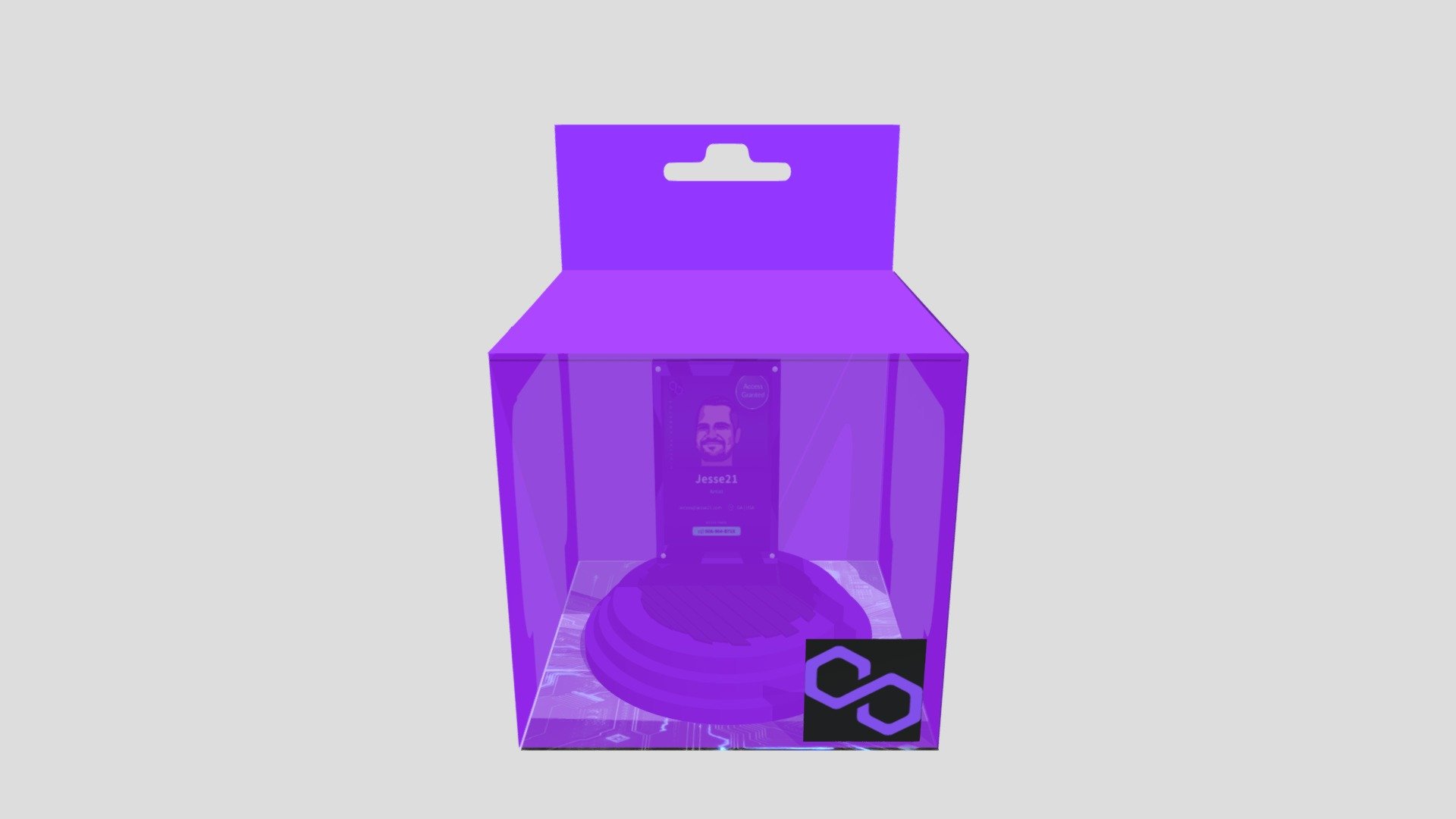 Custom NFT Card inside retail display packaging