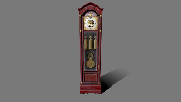 Grandfather Clock (Mid-Poly) 3D Model
