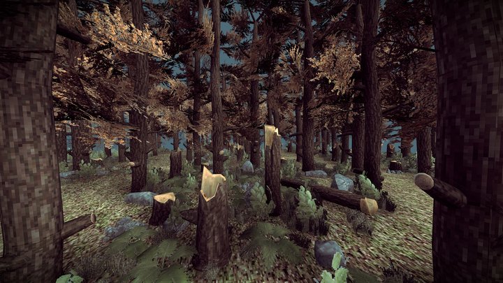 Pixel Art Forest 3D Model