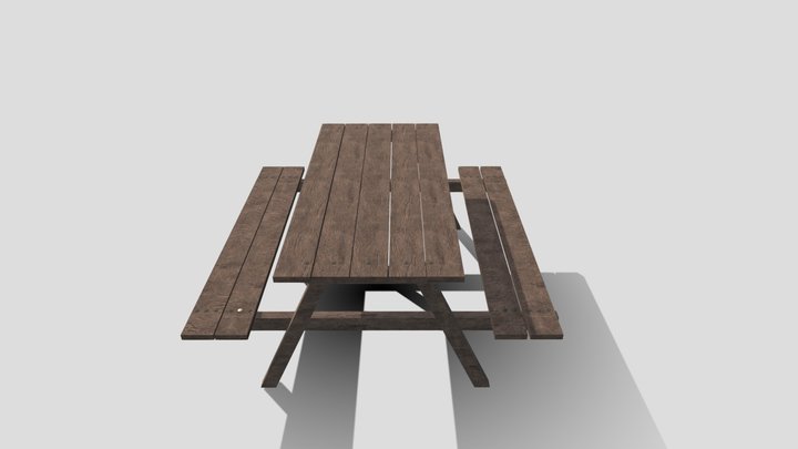 Rustic Wooden Picnic Table 3D Model