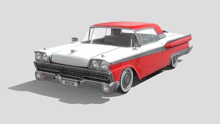 Low Poly Car - Ford Fairlane 500 Skyliner 1959 3D Model