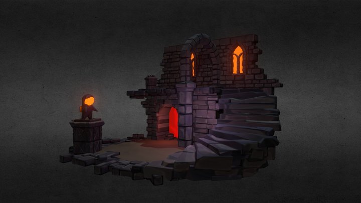 Interior scene for stone castle 3D Model
