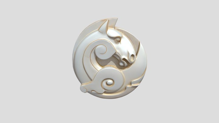 Horse head carved in relief 3D Model