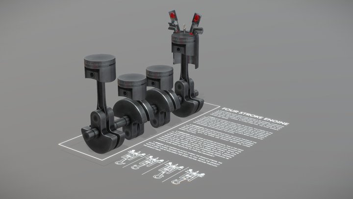 Four-stroke engine 3D Model