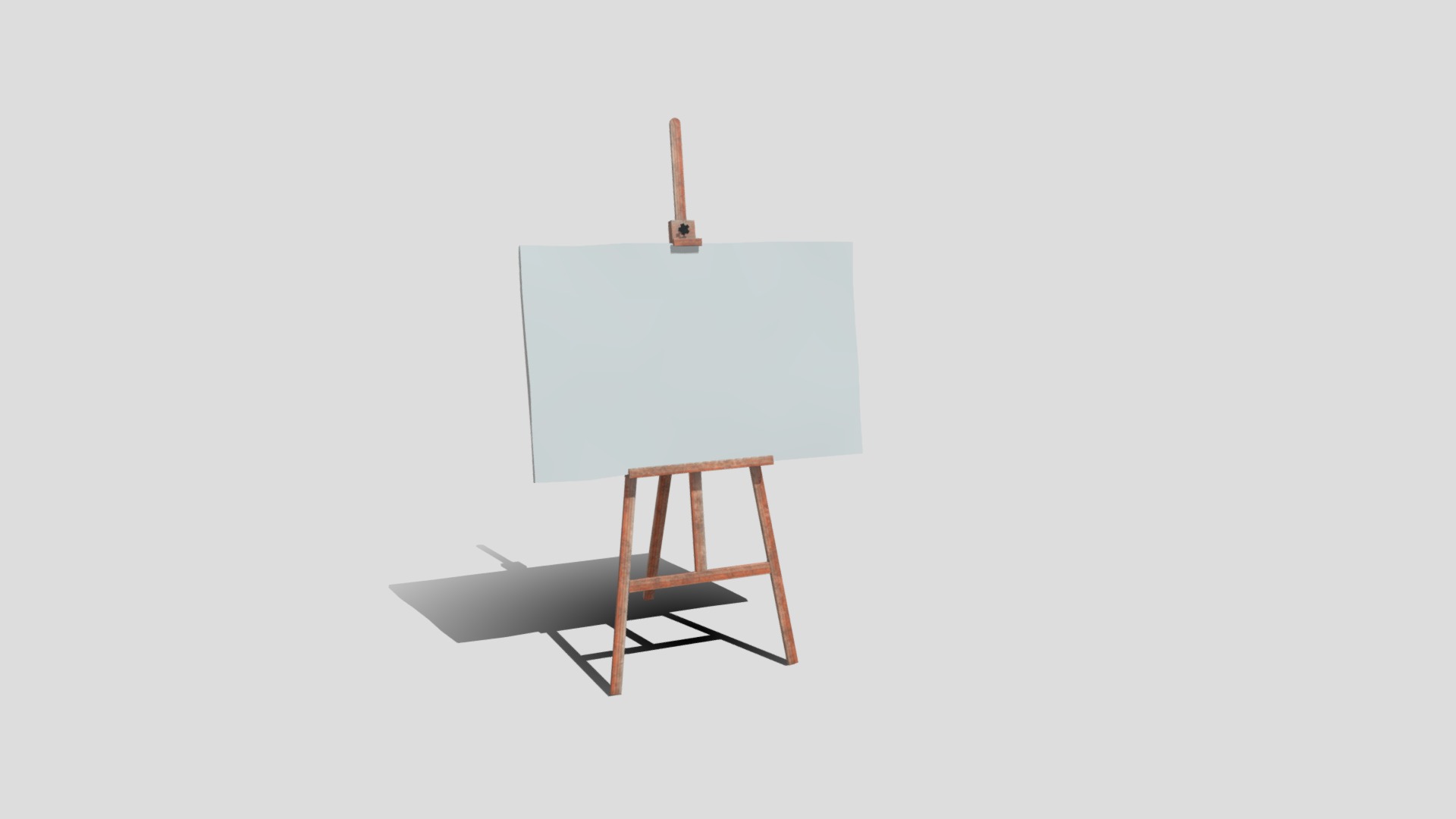 3D model Wood Easel - This is a 3D model of the Wood Easel. The 3D model is about a white board with a wooden chair.