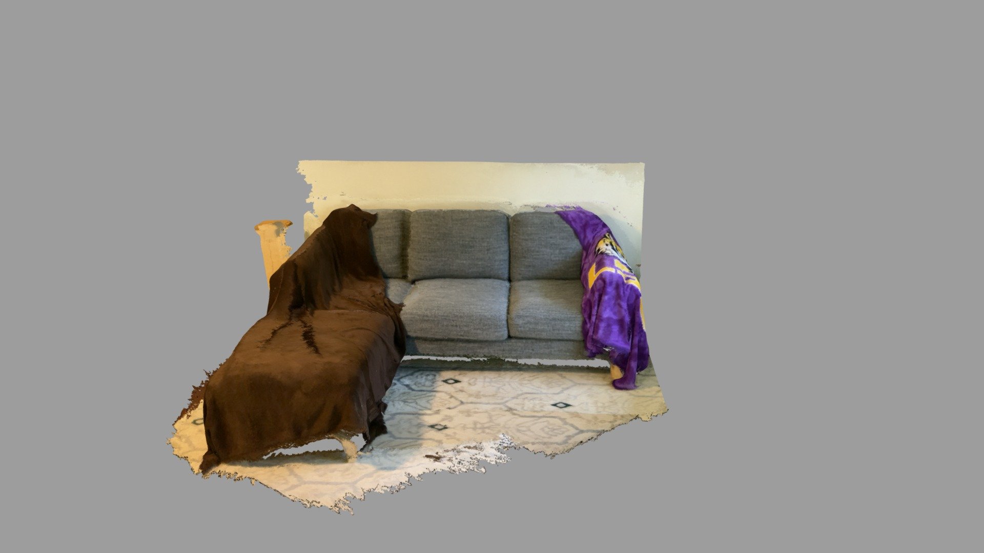 Sofa with blankets