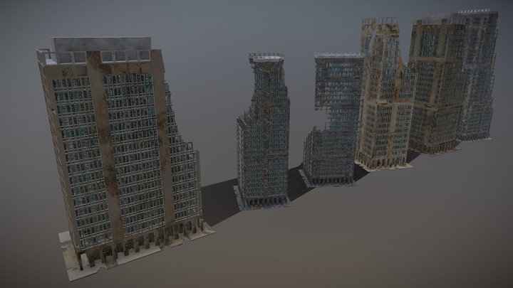 Post-apocalyptic buildings 3D Model