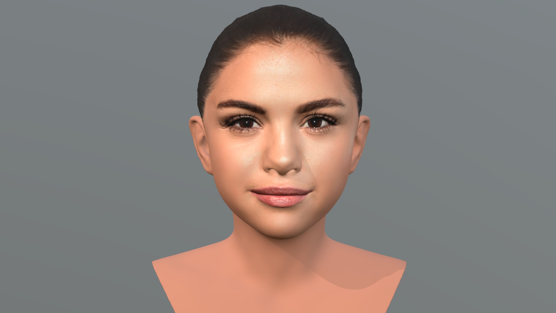 3D model Selena Gomez bust for full color 3D printing - This is a 3D model of the Selena Gomez bust for full color 3D printing. The 3D model is about a person with short black hair.
