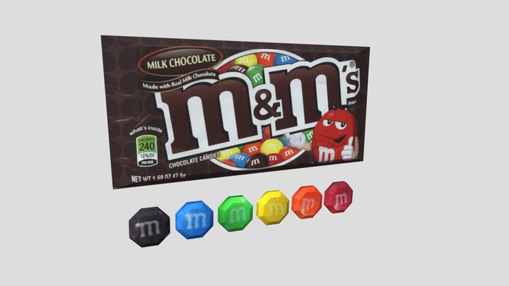 M&M's Chocolate Candies Pack - Low Poly Food