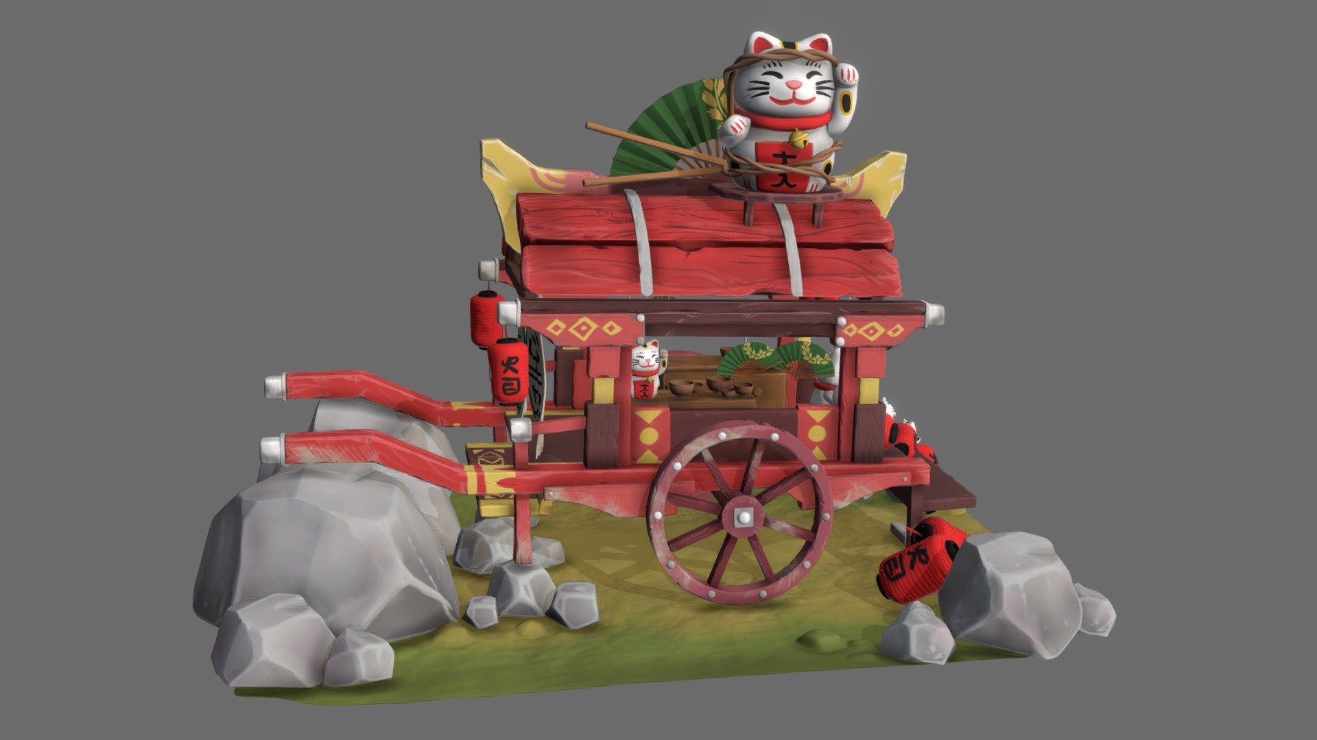 The Traveling Wagon - Japanese Souvenir Cart — Sketchfab embed 3D viewer