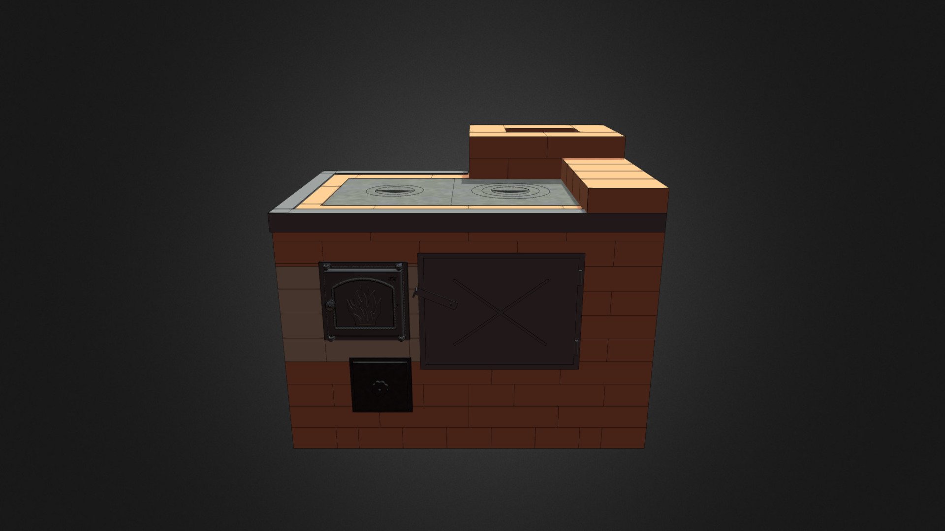 brick cooker on wood  \kukhonna plyta\