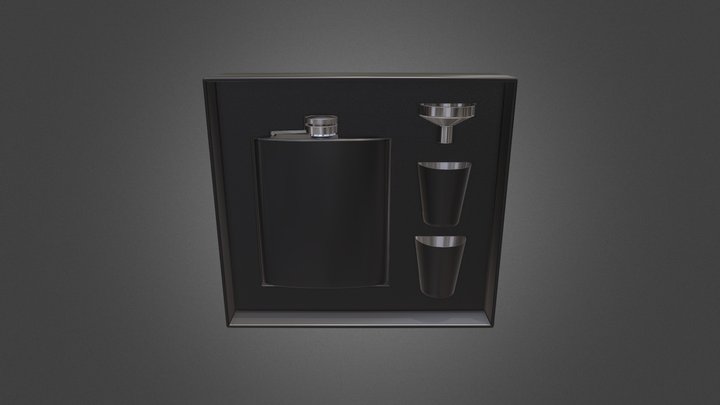 Flask in a gift box 3D Model