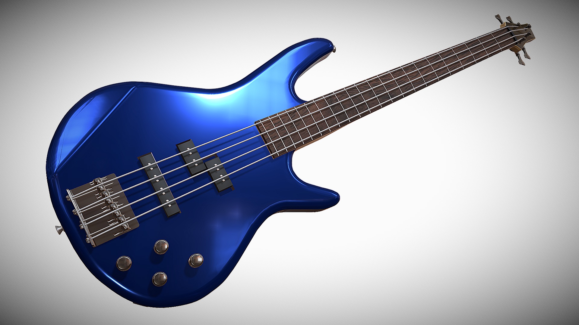 3D model BAJO / BASS GUITAR - This is a 3D model of the BAJO / BASS GUITAR. The 3D model is about a blue electric guitar.