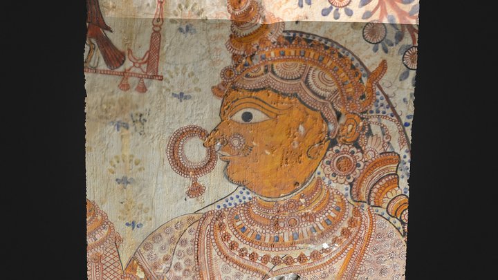 Ancient mural at Bada Odia matha, Puri 3D Model