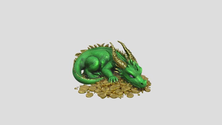 A dragon sleeping on treasure