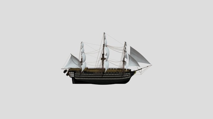 19th century 118 gun warship 3D Model