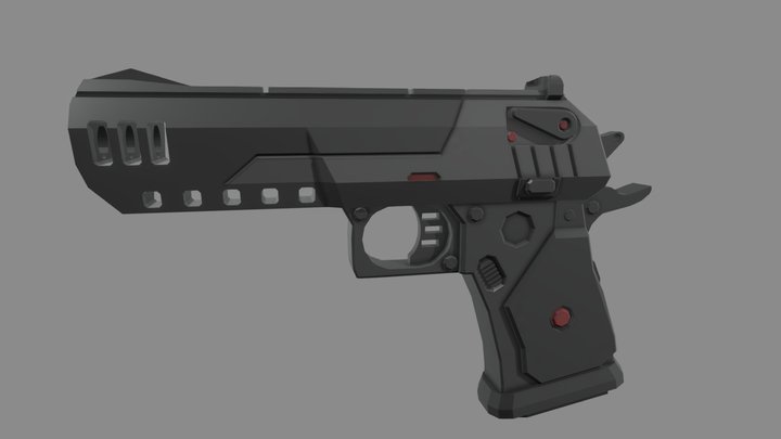 Low Poly Sci-Fi Desert Eagle. 3D Model