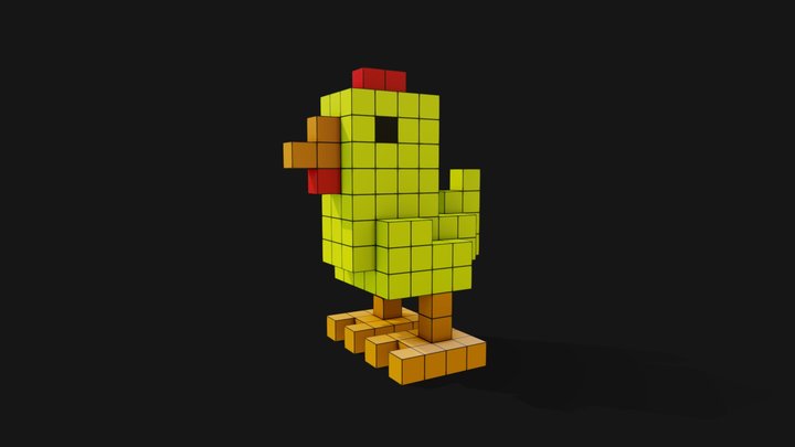 Voxel Chicken 3D Model