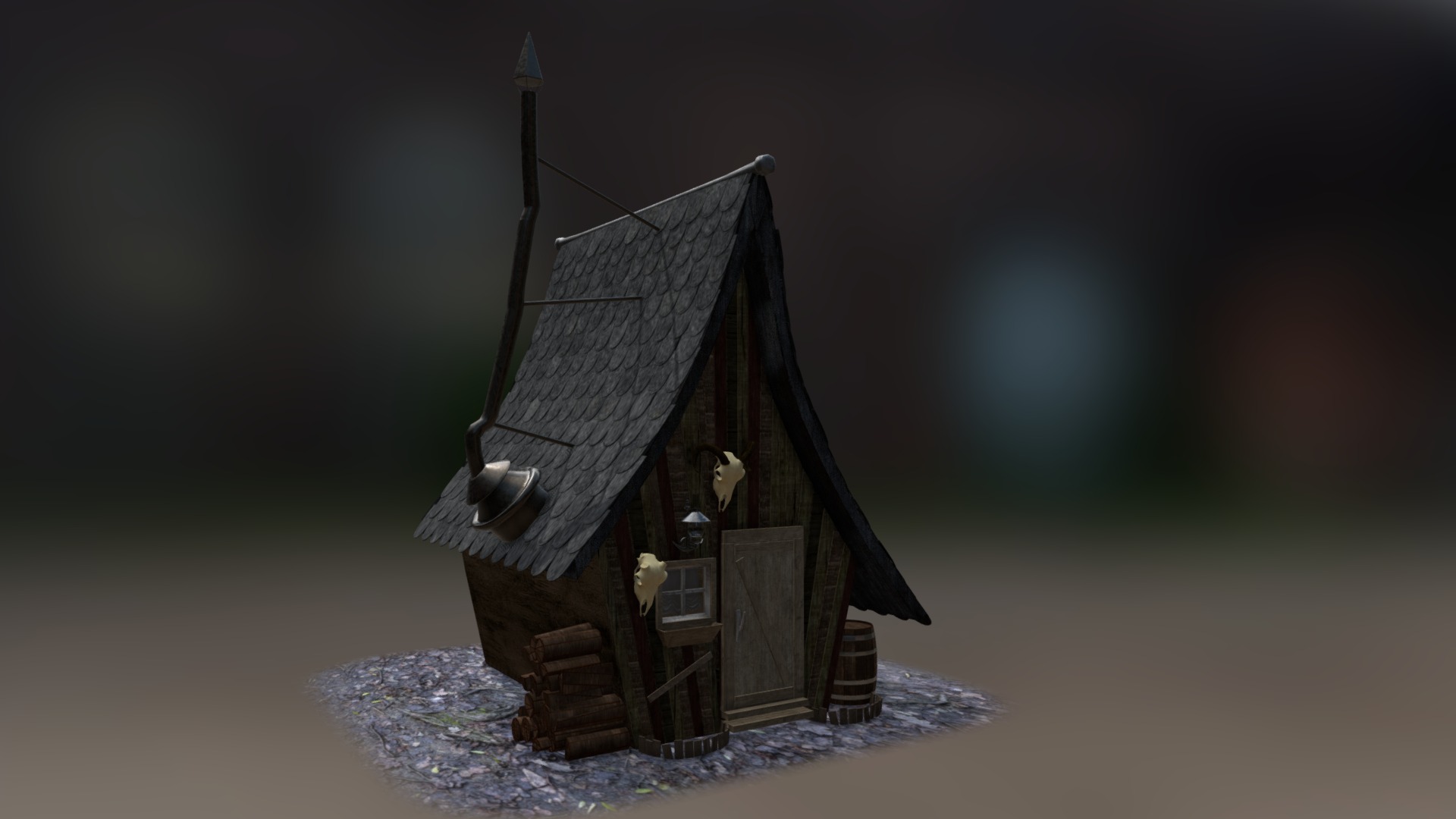 3D model Wood Cottage - This is a 3D model of the Wood Cottage. The 3D model is about a small wooden house.