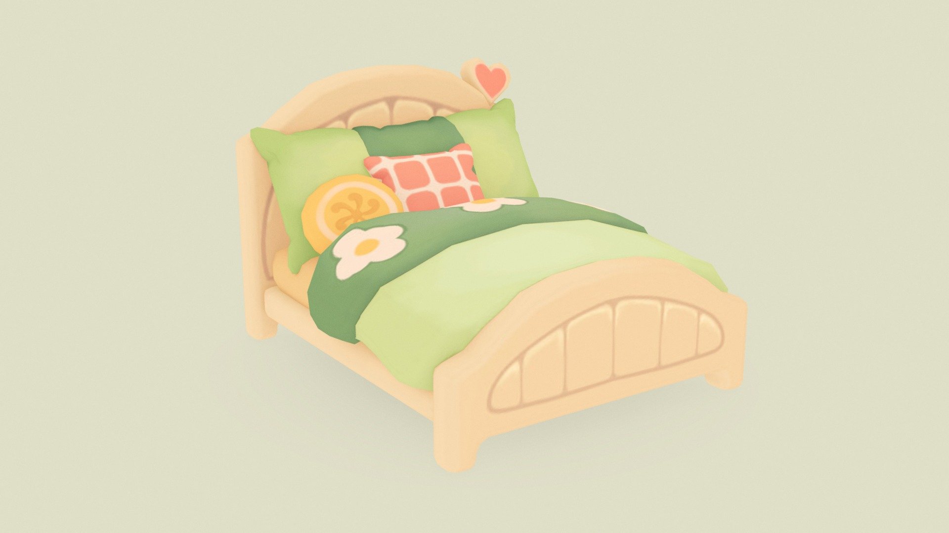 Cute stylized bed low poly game ready Download Free 3D model by