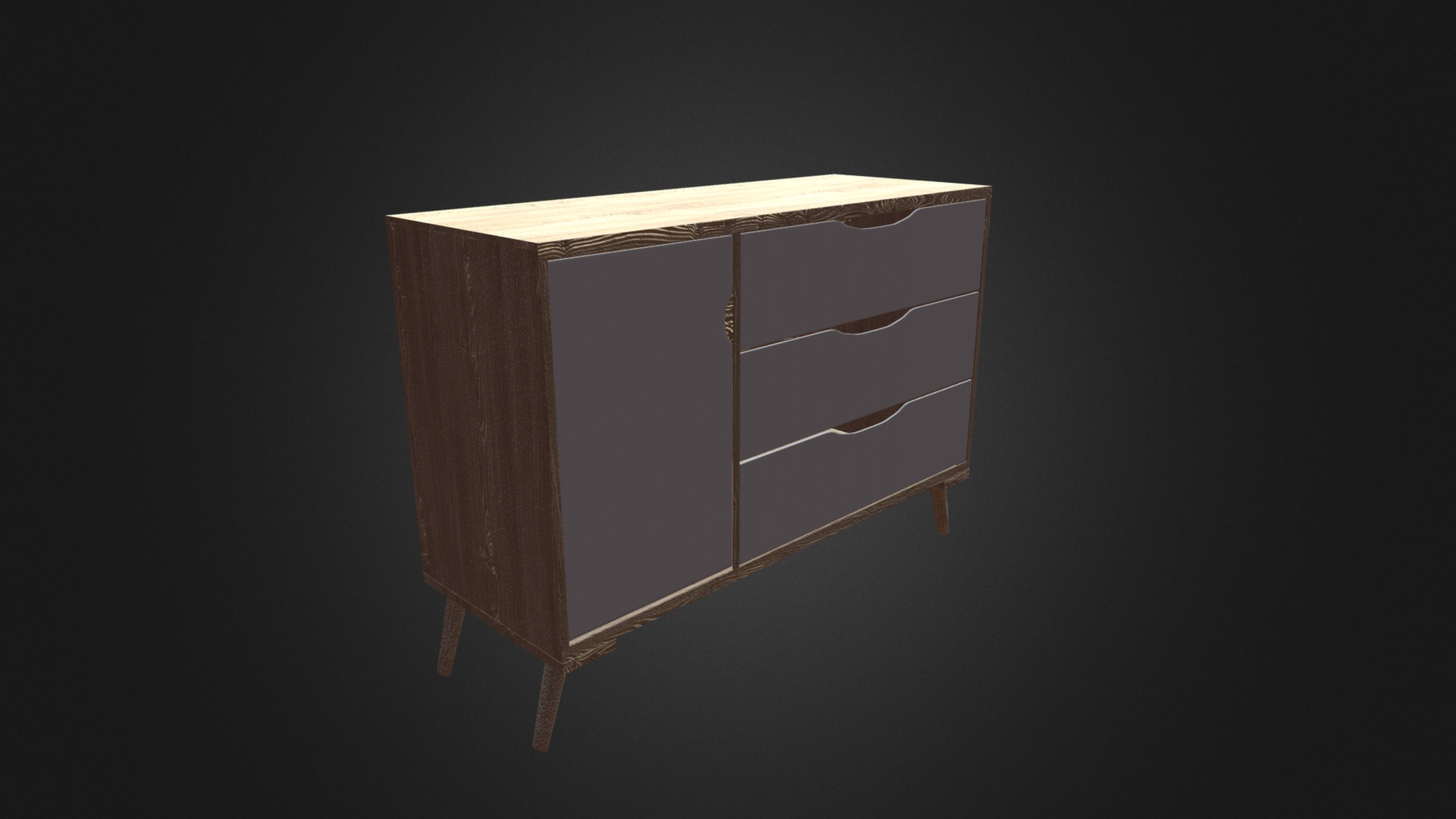3D model Wooden Children’s Cabinet - This is a 3D model of the Wooden Children's Cabinet. The 3D model is about a wooden box with a white cover.