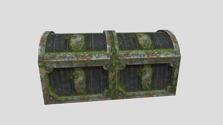 Mossy Dirty Rusty Treasure Chest 3D Model