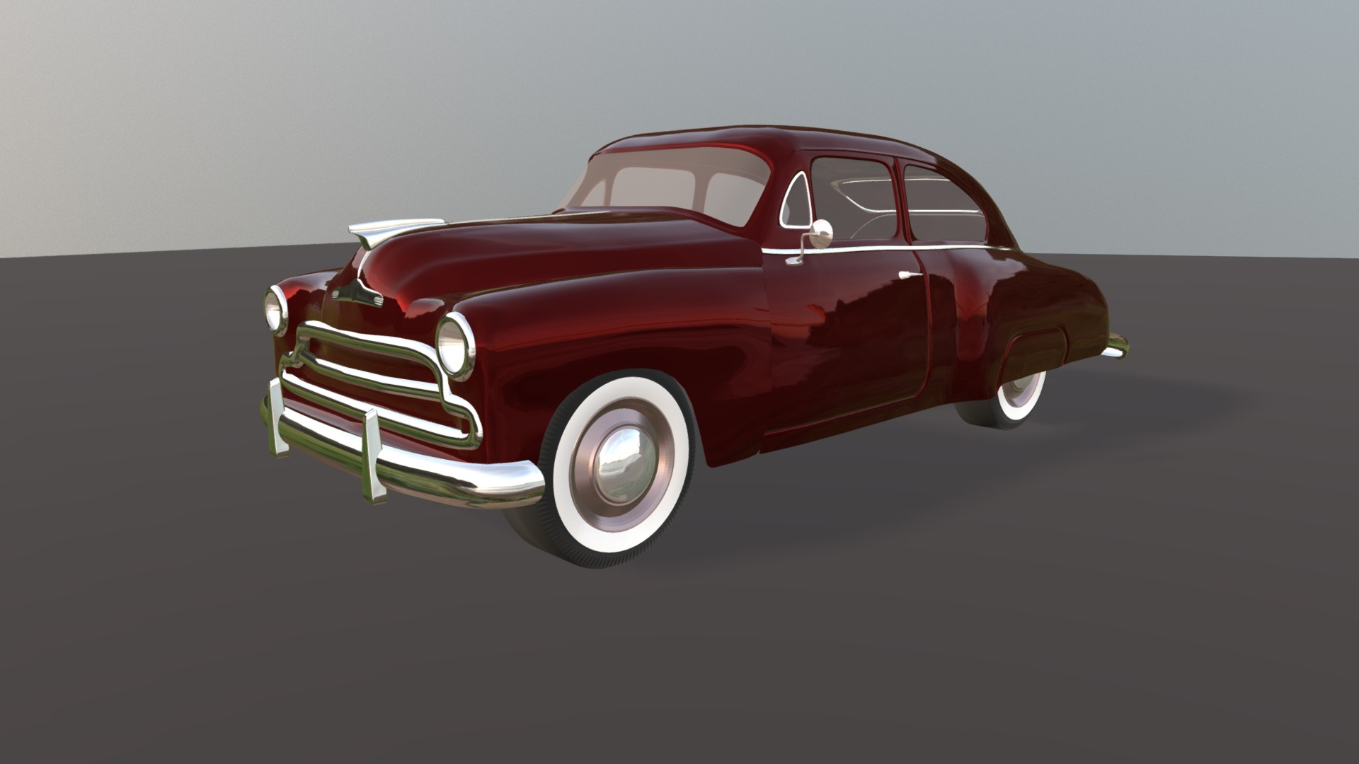 3D model Chev Sedan - This is a 3D model of the Chev Sedan. The 3D model is about a red car on a white surface.