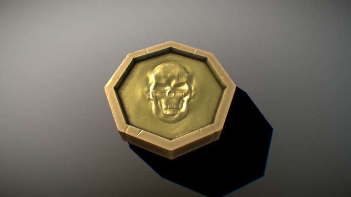 Golden pirate treasure coin 3D Model