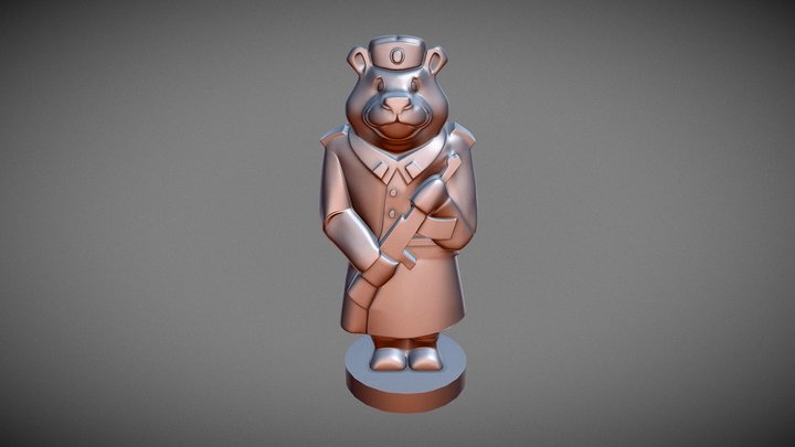 3d медведь с автоматом 3D Model