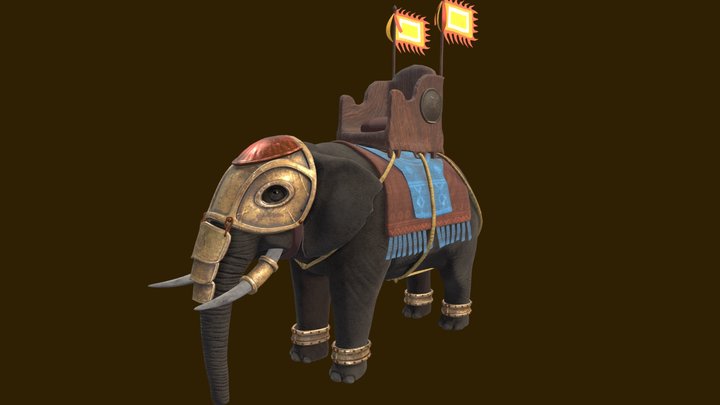 Elephant-riding warrior 3D Model