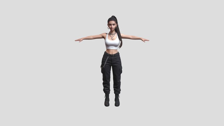 mid poly tpose girl 3D Model