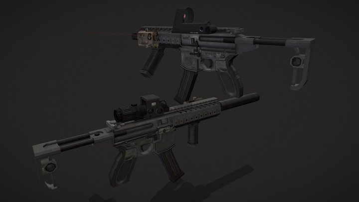 SIG MPX 9x19 submachine gun (Low-poly) 3D Model