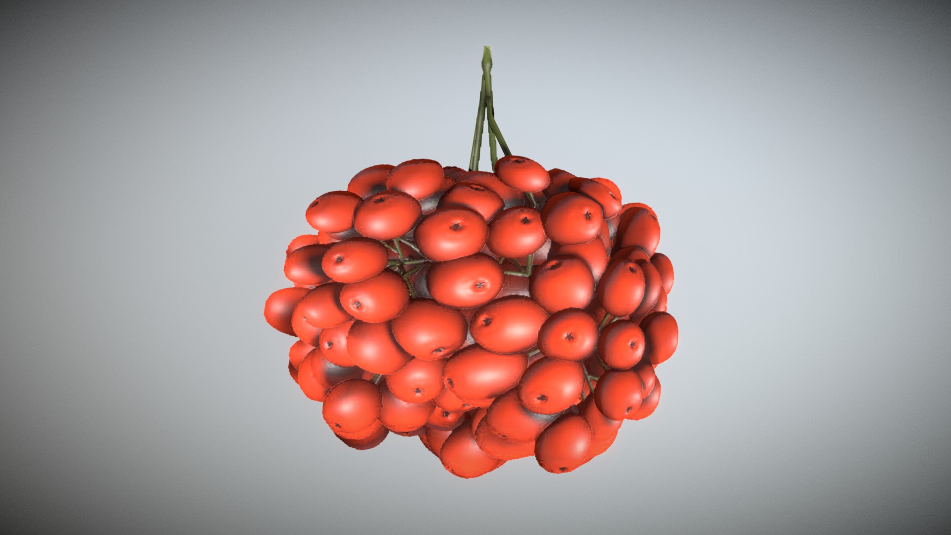 3D model Rowan Berries Low-Poly - This is a 3D model of the Rowan Berries Low-Poly. The 3D model is about a group of red tomatoes.