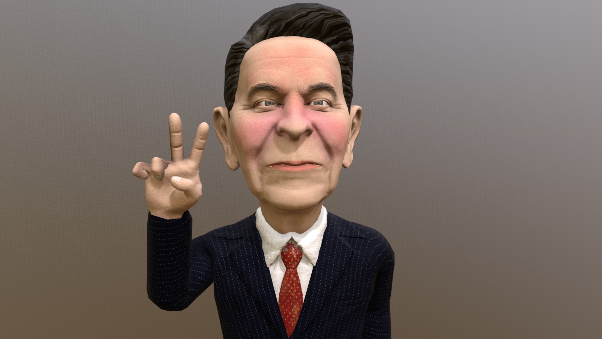 3D model Ronald Reagan caricature - This is a 3D model of the Ronald Reagan caricature. The 3D model is about a man in a suit and tie.