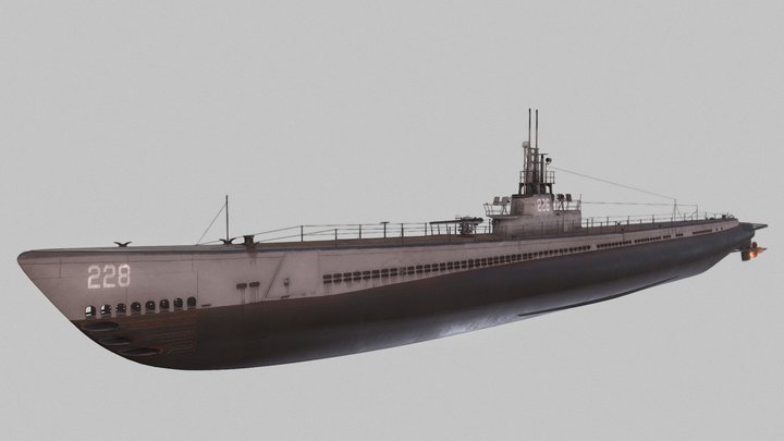 USS DRUM SUBMARINE (1942) 3D Model
