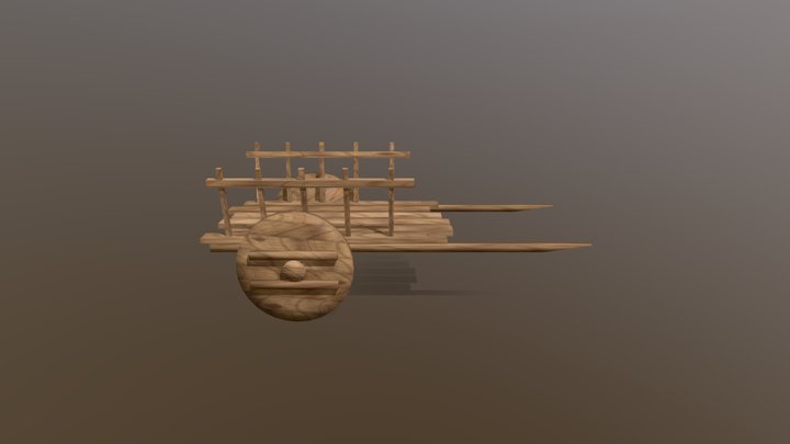 Rustic Wooden Wagon 3D Model
