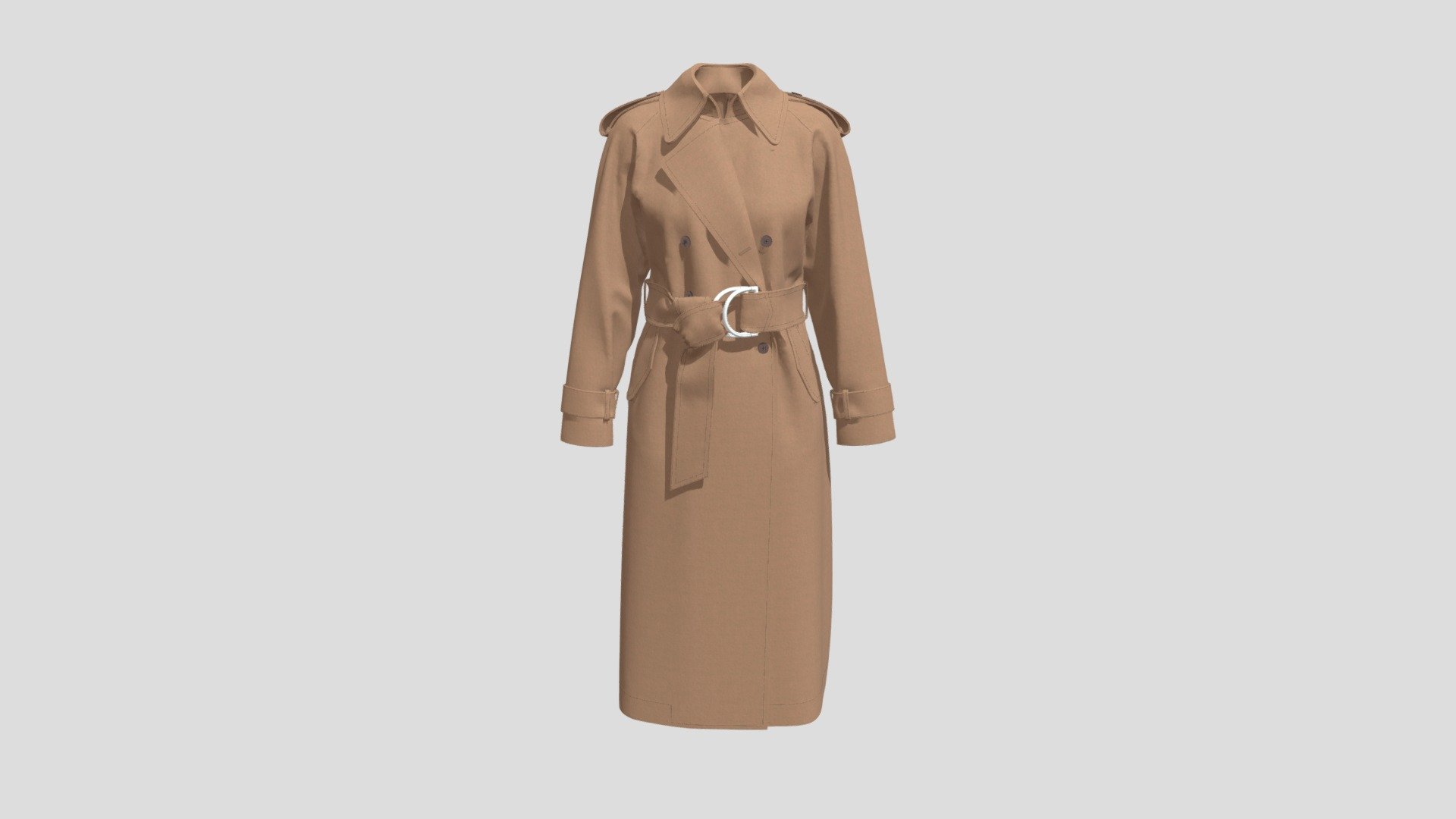 Wool Oversized Trench Coat   3D Model By Bangju [fc675da]   Sketchfab