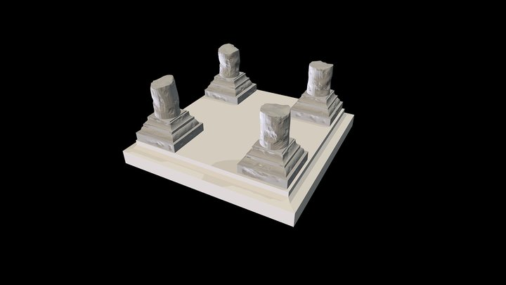 TEMPLE OLD SACRED BROKEN COLUMNS 3D Model
