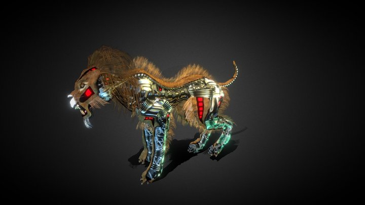 Cyborg Lion 3D Model