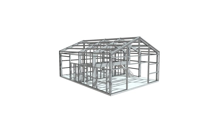 9.0 x 12.0m Shed w/ Hanging Mezzanine 3D Model